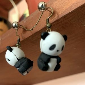 One inch panda earrings